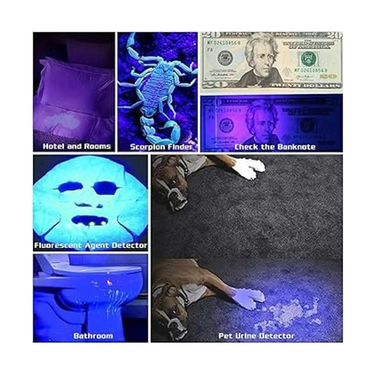 Linterna de luz negra UV súper brillante 100 LED para_2