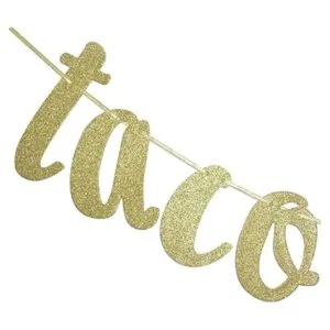 Taco Bout Love Guirnalda de cartel con purpurina dorada_3