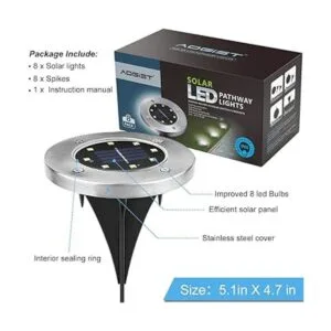 Luces solares para el suelo 8 luces de jardín LED_2