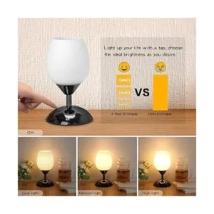 Boncoo Lámpara de mesa con control táctil lámpara pequeña_4