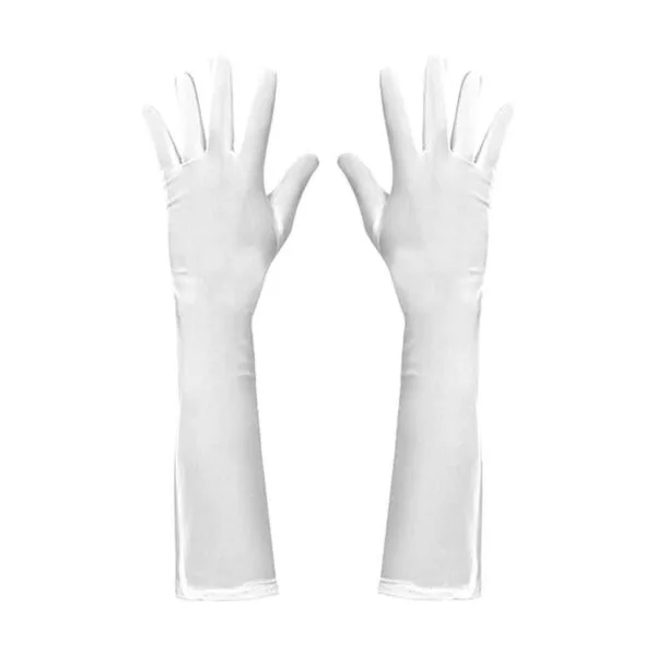 Skeleteen Guantes de ópera de satén blanco Guantes de_1