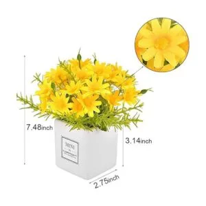 Flores artificiales flores de margaritas con jarrón_5