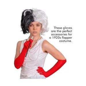 Skeleteen Guantes de ópera de satén rojo guantes de codo_3