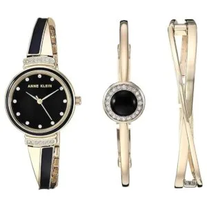 Anne Klein Juego de reloj y brazalete acentuado de cristal_1