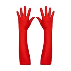 Skeleteen Guantes de ópera de satén rojo guantes de codo_1