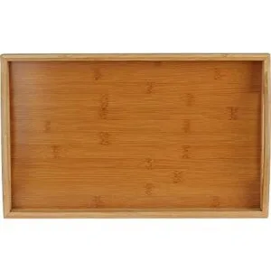 Bandeja para servir de bambú bandeja de madera con asas_2