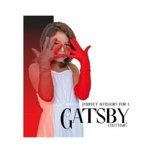 Skeleteen Guantes de ópera de satén rojo guantes de codo_2