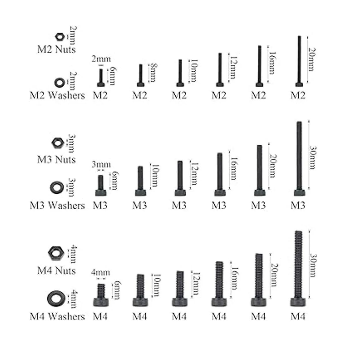 M2 M3 M4 Tornillos de aleación de acero y 1200 unidades_3