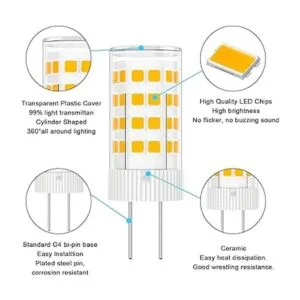Bombilla LED G4 de 5 W base bipin tipo T3 JC CACC 12_3