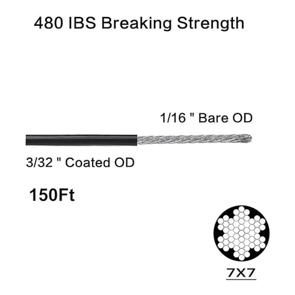 FOLUXING Cable de cuerda de alambre de 150 pies alambre_2
