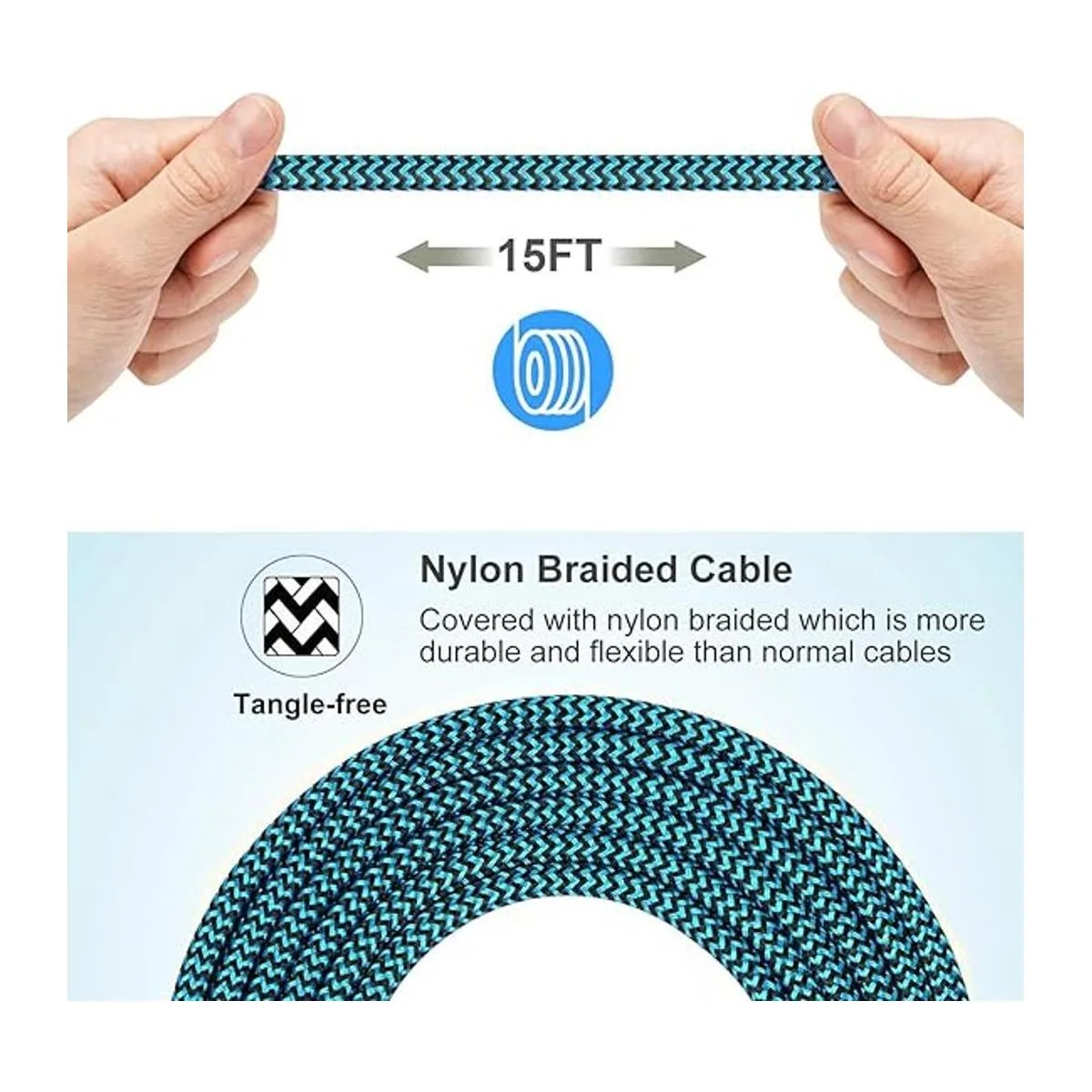 Cable USB tipo C de 15 pies con carga rápida 3A ultra_3