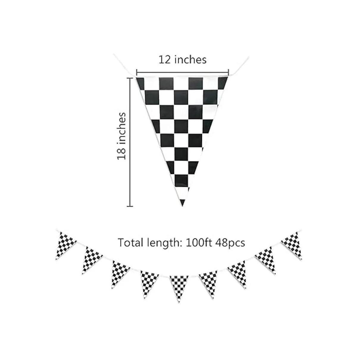 Piokio Bandera a cuadros en blanco y negro de 100 pies_2