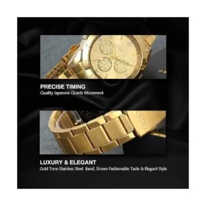 Avaner Reloj de pulsera analógico de cuarzo con diamantes_5