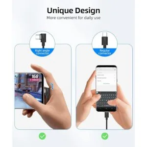 SUNGUY Cable USB C a USB C de 1 pie paquete de 2 ángulo_3
