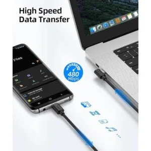 SUNGUY Cable USB C a USB C de 1 pie paquete de 2 ángulo_4