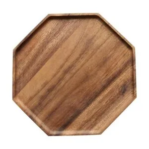 Juego de 2 bandejas cuadradas octágono de madera de acacia_6
