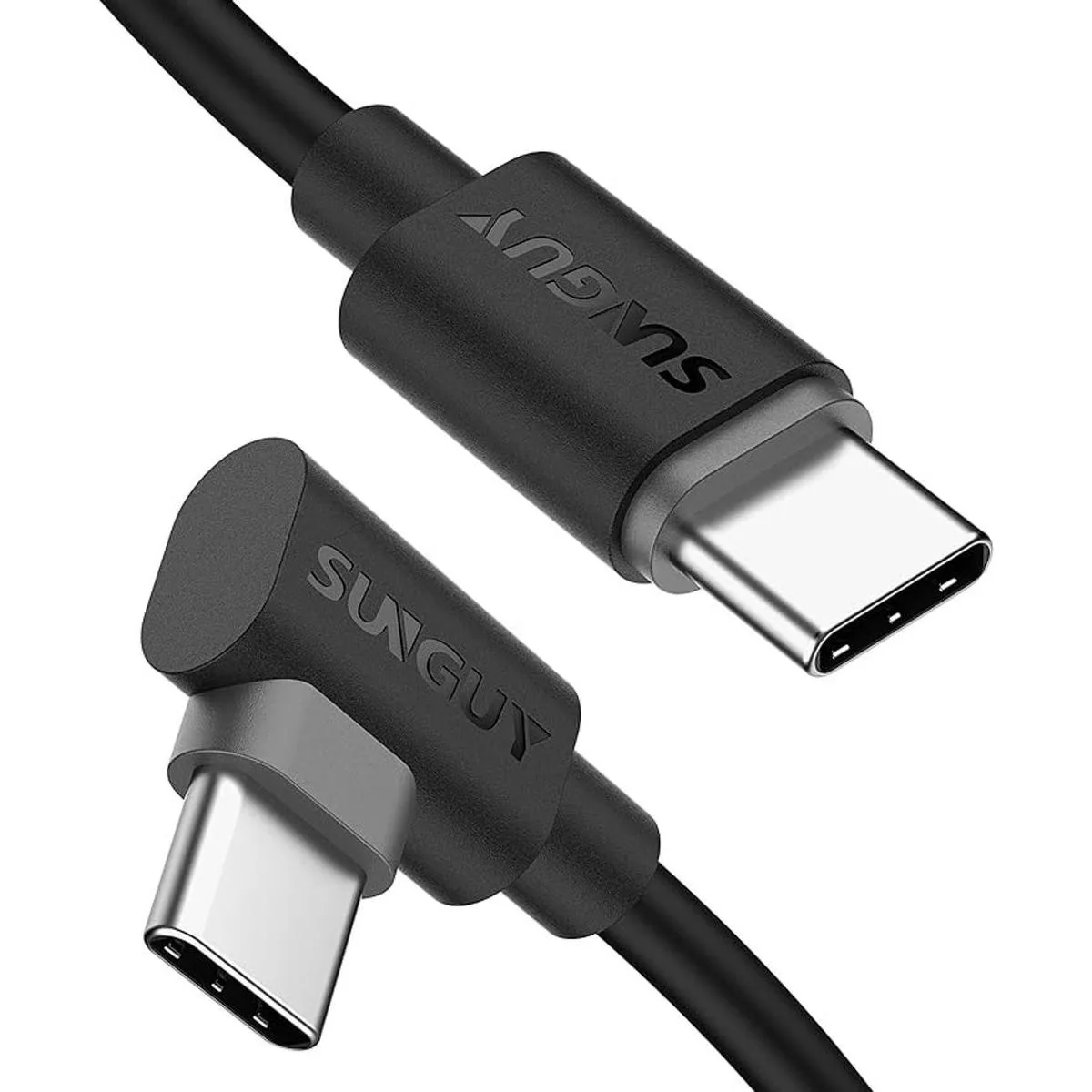 SUNGUY Cable USB C a USB C de 1 pie paquete de 2 ángulo_1
