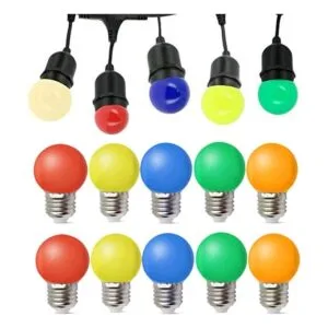 Paquete de 10 bombillas LED de colores de 1 W E27 G45_1