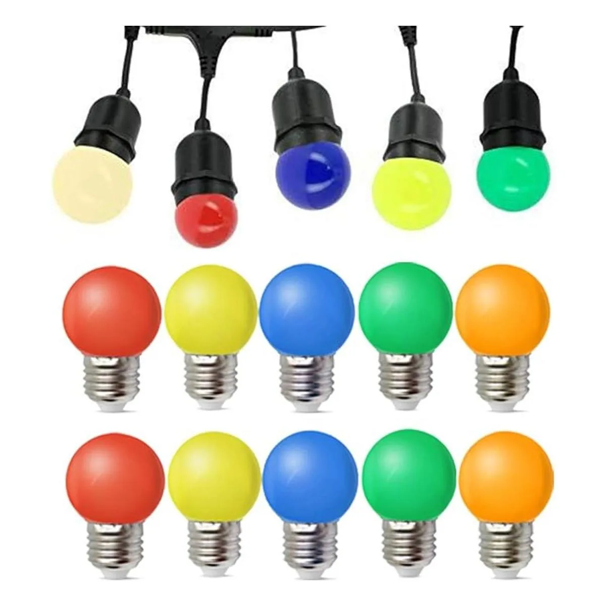 Paquete de 10 bombillas LED de colores de 1 W E27 G45_1