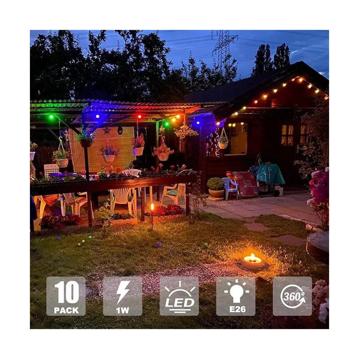 Paquete de 10 bombillas LED de colores de 1 W E27 G45_4