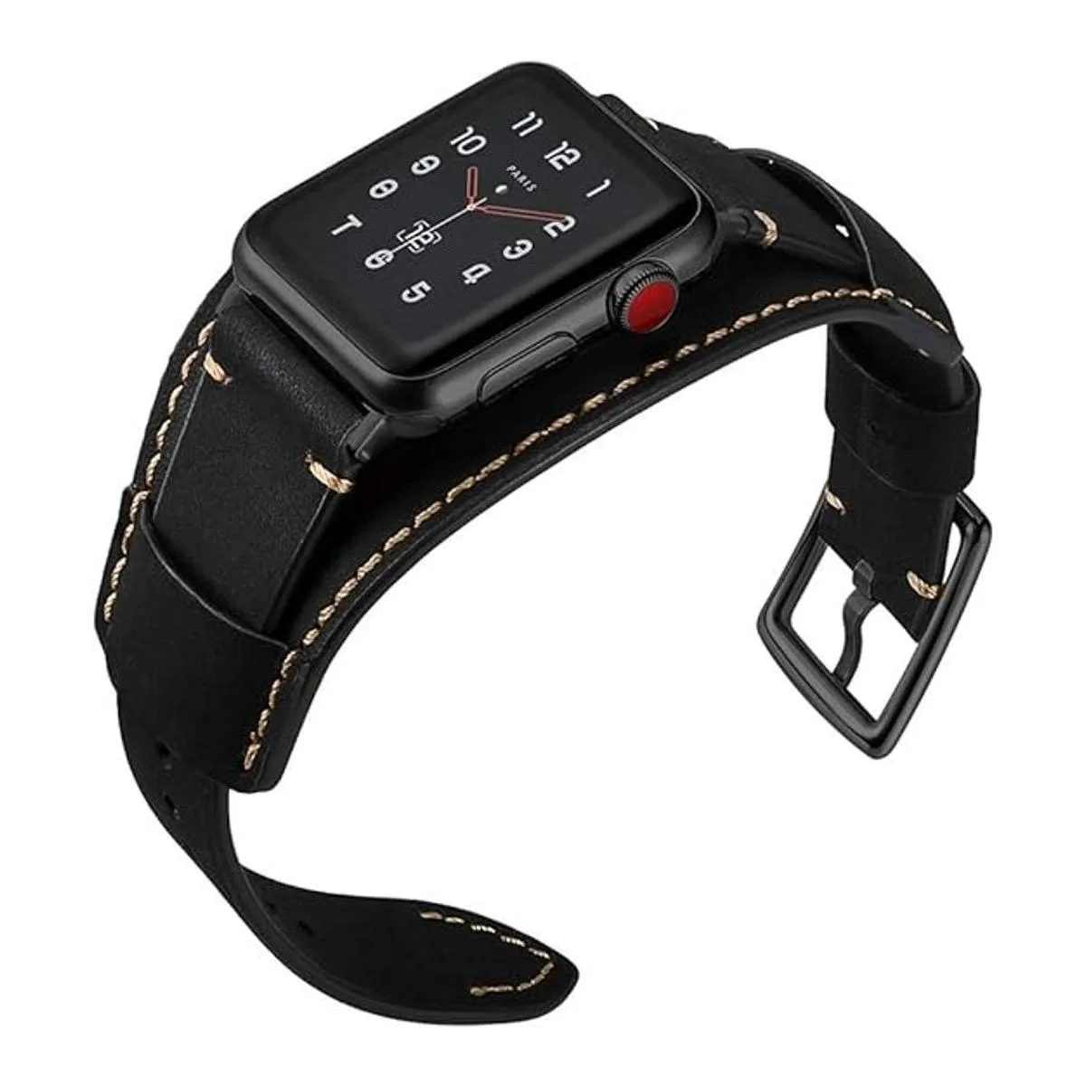 CooBes Correa de cuero genuino compatible con reloj Apple_4