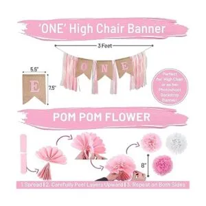 Decoraciones de primer cumpleaños para niña con corona de_3