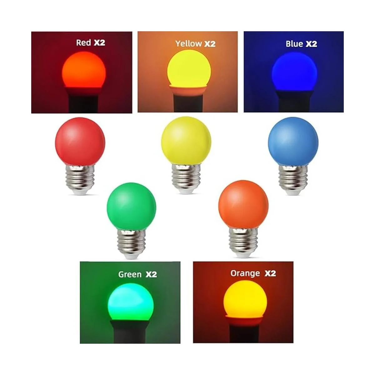 Paquete de 10 bombillas LED de colores de 1 W E27 G45_6