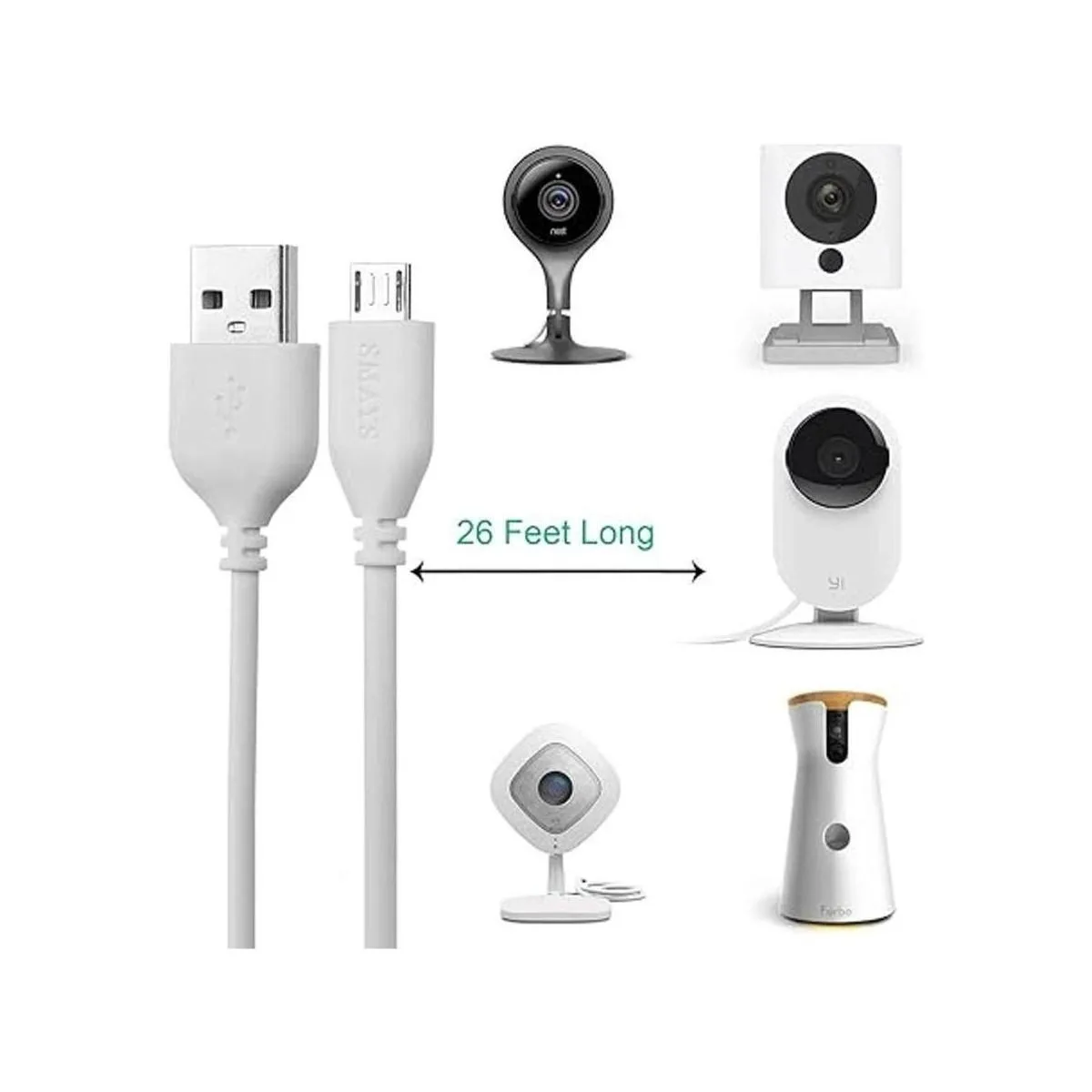 Cable de extensión de 25 pies de repuesto para Wyze Cam_2