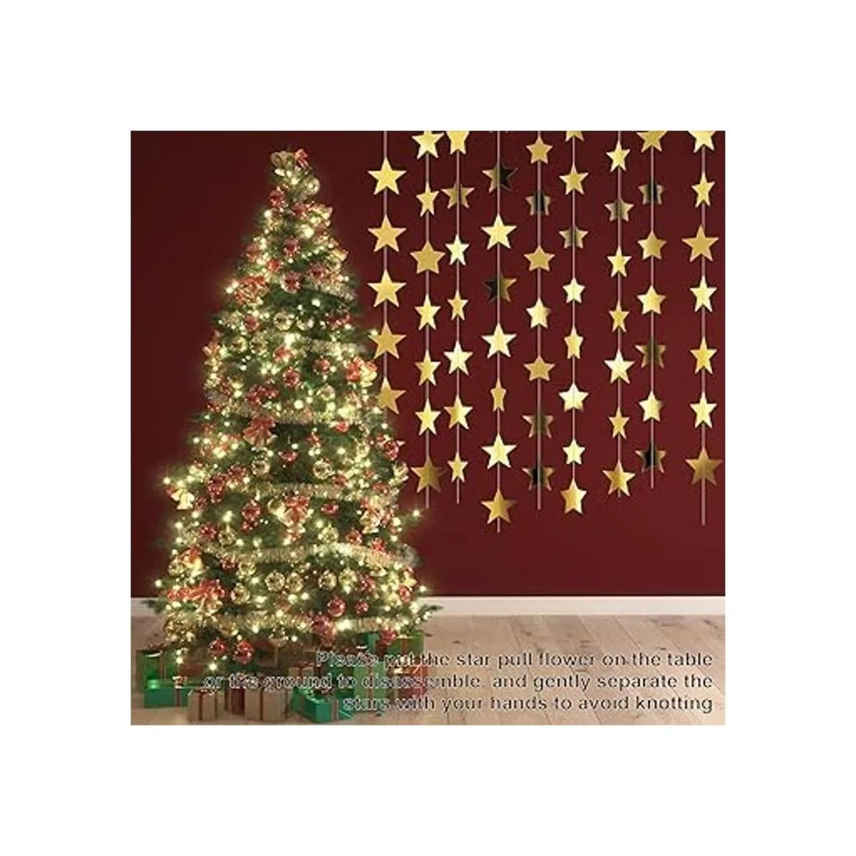 Guirnalda de estrellas de papel con purpurina 130 pies de_6