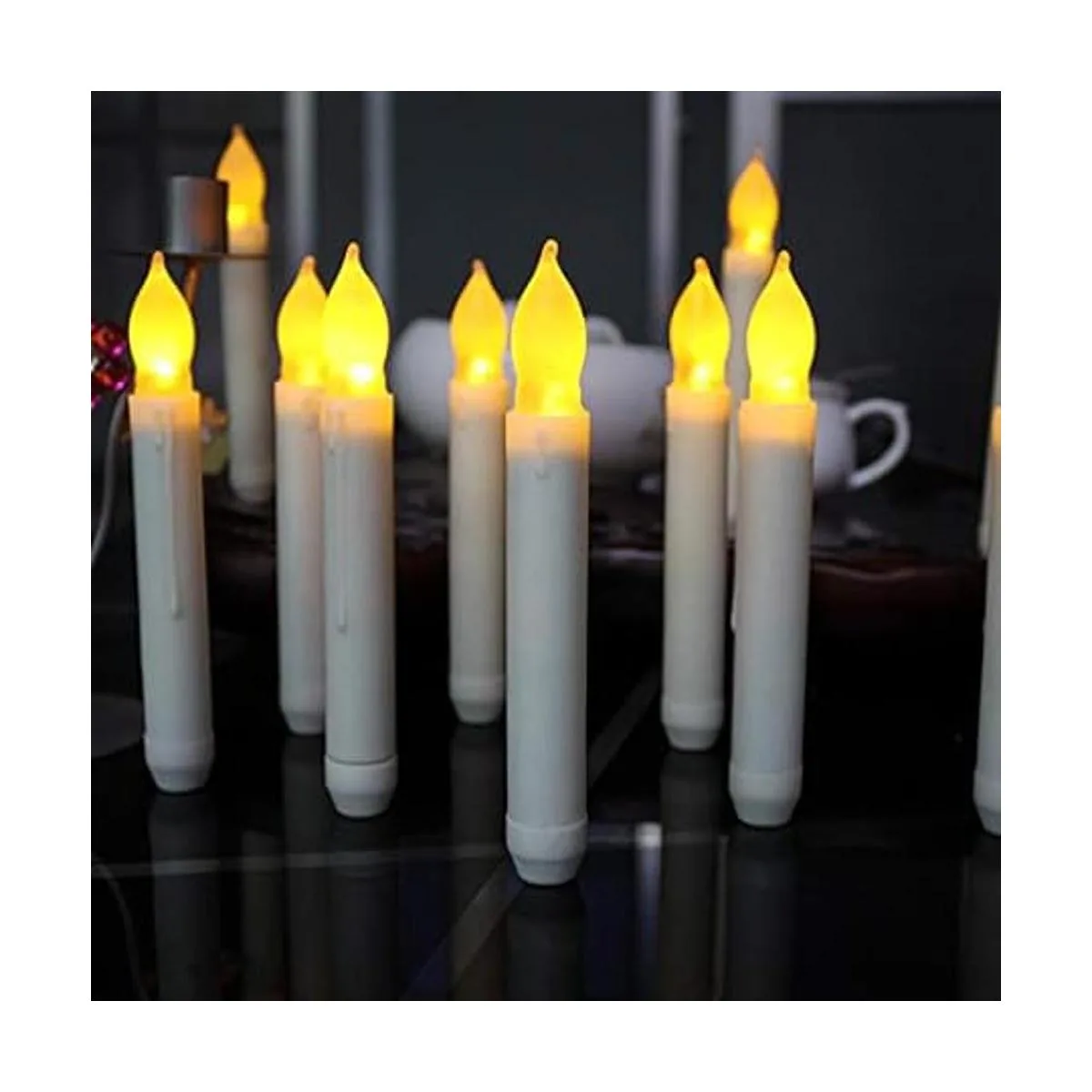 Houdlee Juego de 12 velas cónicas sin llama velas LED de_2