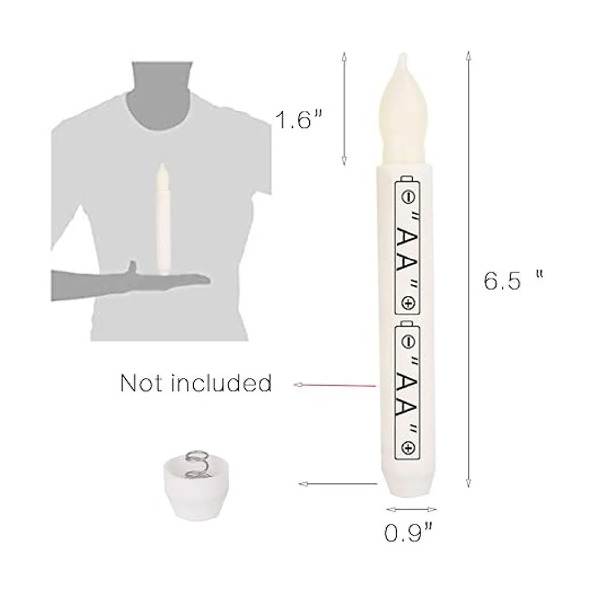 Houdlee Juego de 12 velas cónicas sin llama velas LED de_6