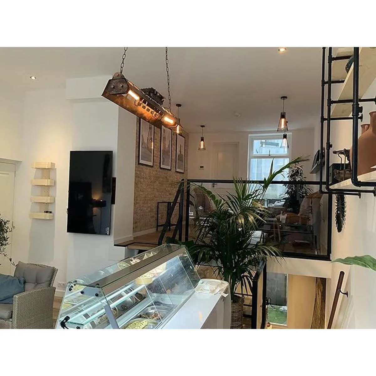 Lámpara de araña de estilo rústico industrial antigua_2