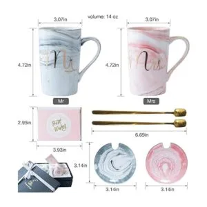 Jumway Juego de tazas de café Mr and Mrs Regalo único_2