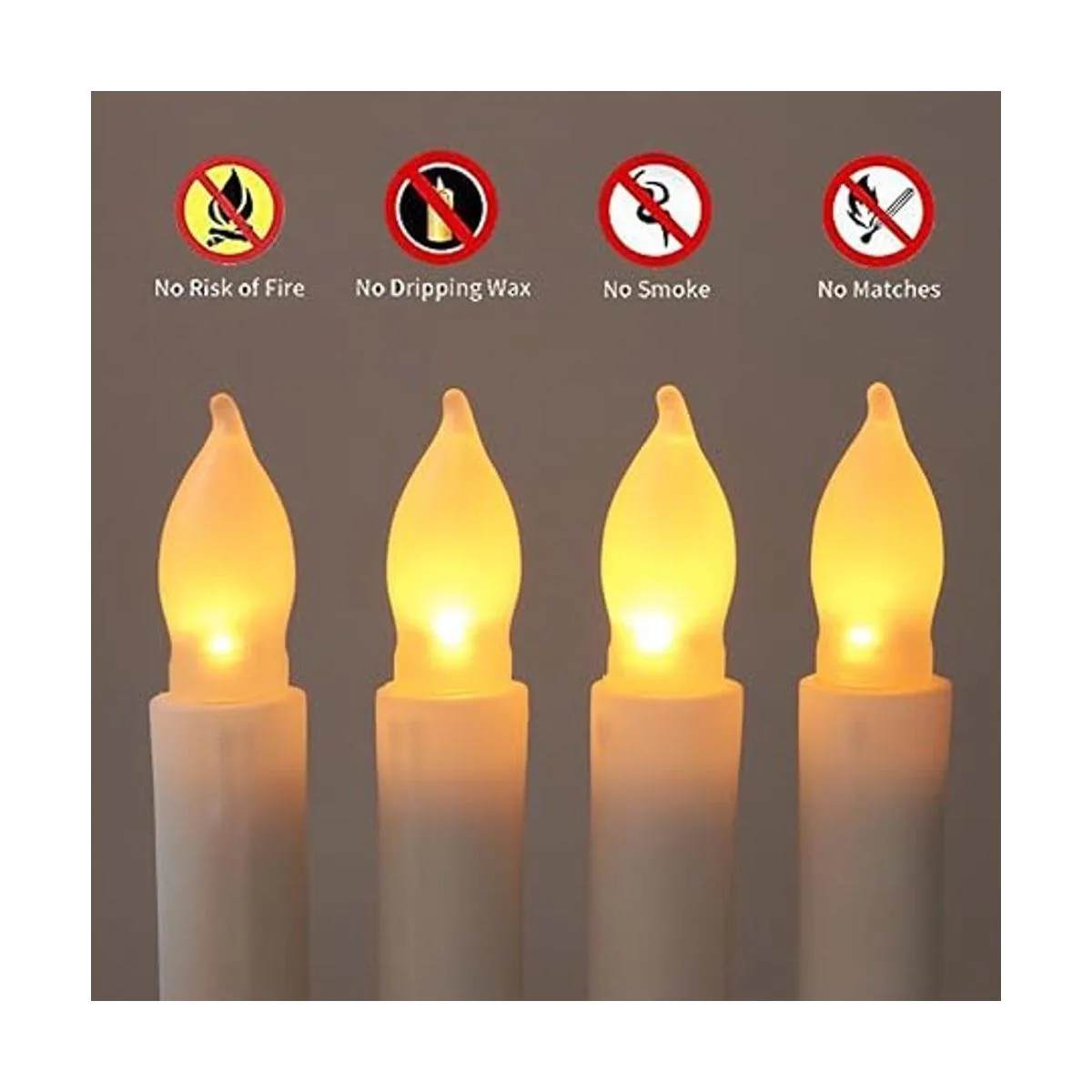 Houdlee Juego de 12 velas cónicas sin llama velas LED de_3