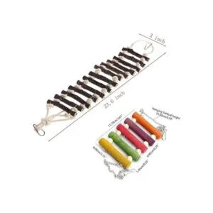 PIVBY Escalera de cuerda para pájaros juguete de puente_2