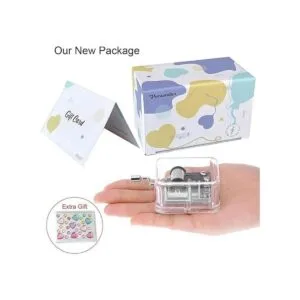 Pursuestar Caja de música con manivela transparente de_2