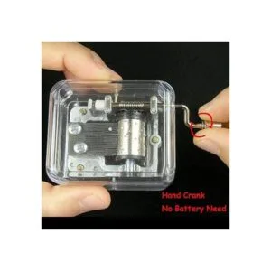 Pursuestar Caja de música con manivela transparente de_3