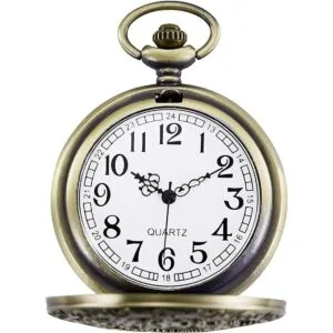 Morfong Reloj de bolsillo Vintage Gear Hollow Quartz Fob_2