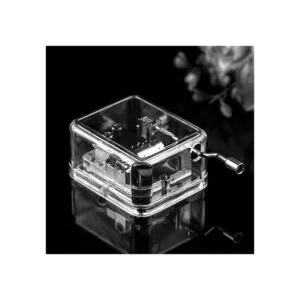 Pursuestar Caja de música con manivela transparente de_5