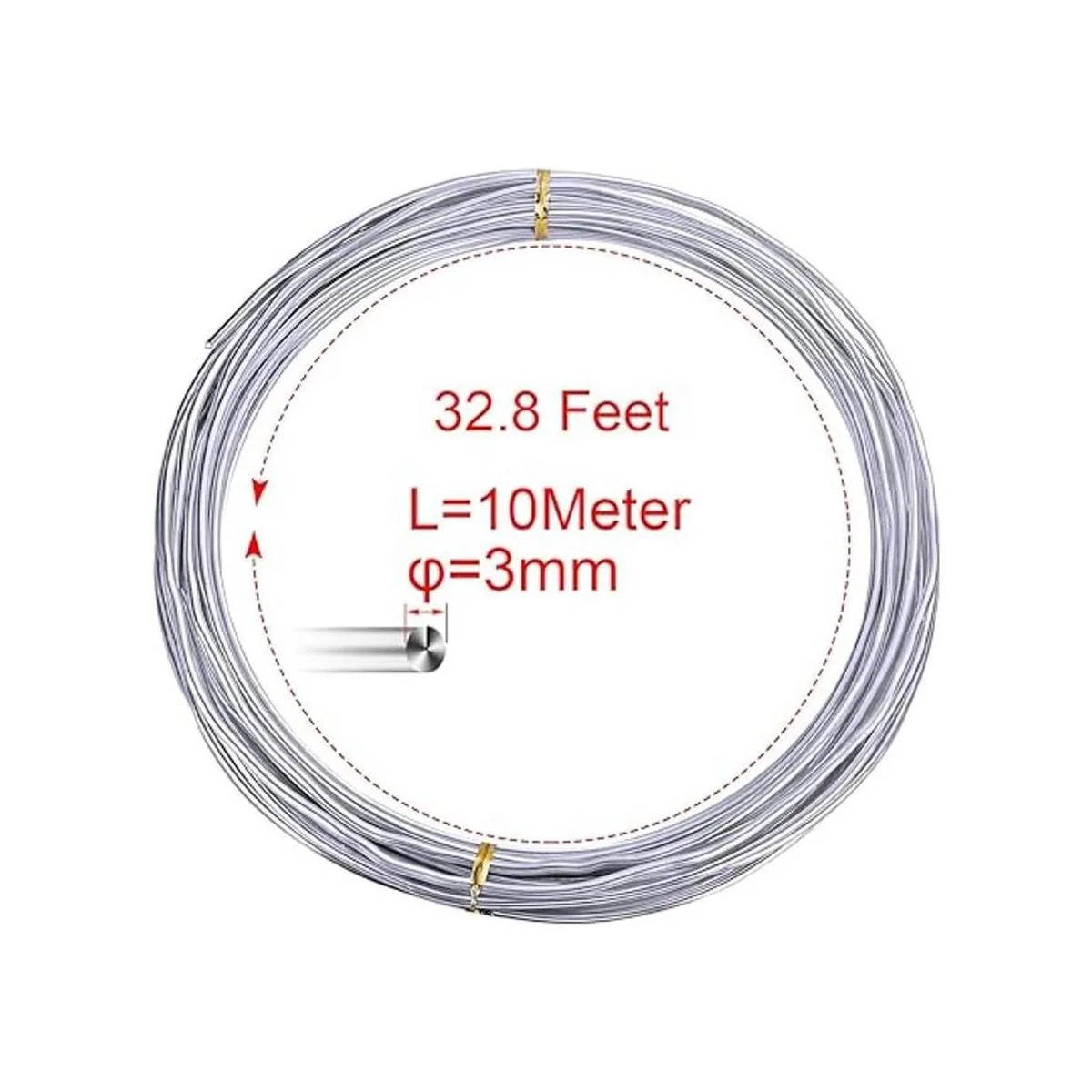 Alambre de aluminio plateado de 0.118 in de diámetro_2