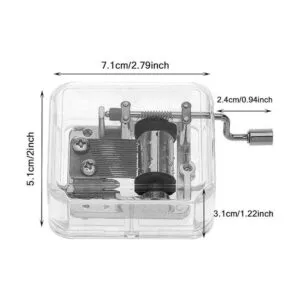 Pursuestar Caja de música con manivela transparente de_4
