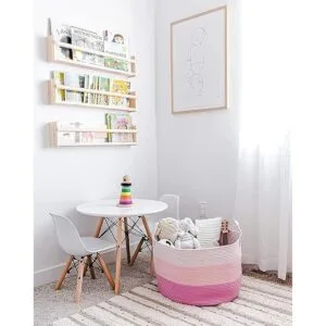 OrganiHaus Cesta de lavandería rosa; Almacenamiento de_5