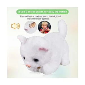 Juguete robot interactivo de peluche blanco de gato gato_3