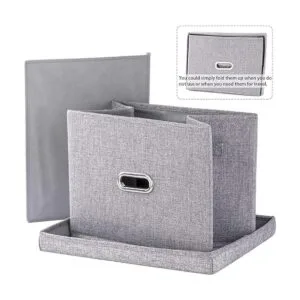 Cubo de almacenamiento con tapa cesta de tela con asas_3
