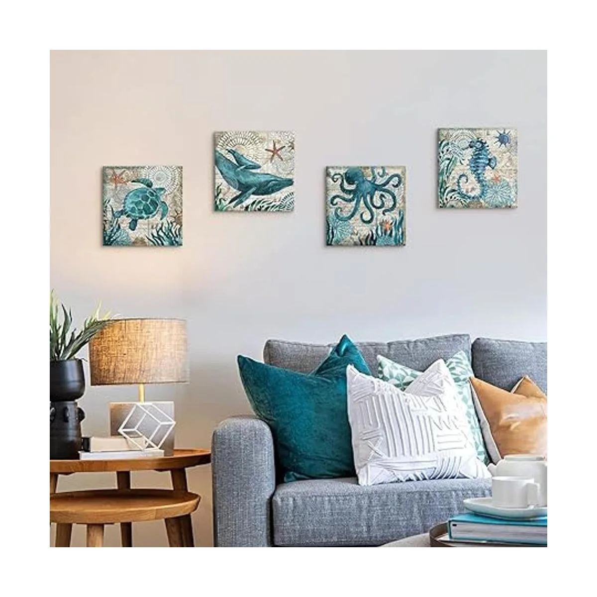 Arte de pared de impresión en lienzo con diseño de playa_4