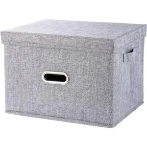 Cubo de almacenamiento con tapa cesta de tela con asas_1