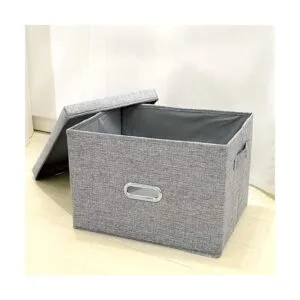 Cubo de almacenamiento con tapa cesta de tela con asas_5