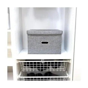 Cubo de almacenamiento con tapa cesta de tela con asas_7