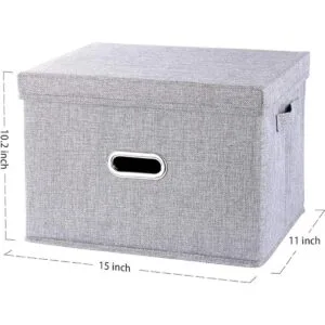 Cubo de almacenamiento con tapa cesta de tela con asas_2