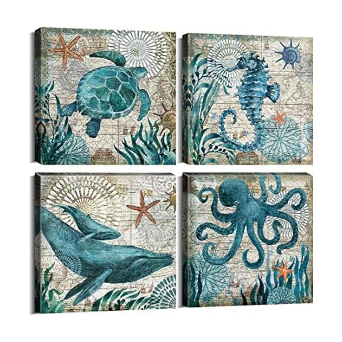 Arte de pared de impresión en lienzo con diseño de playa_1